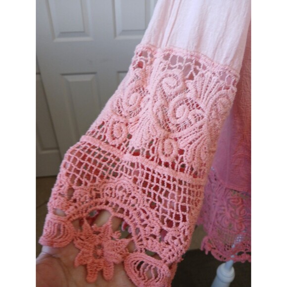 Chico’s Women's 2 Large Ombre Lace Trim Boho Tunic Top 3/4 Sleeve - Picture 5 of 15